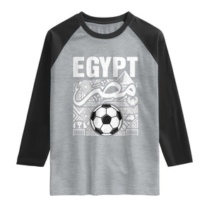 Egypt Soccer Misr Pride Arabic Calligraphy Raglan Shirt Egyptian Football Fans Ancient Pyramid Heritage Graphic TS02 Heather Gray Black Print Your Wear