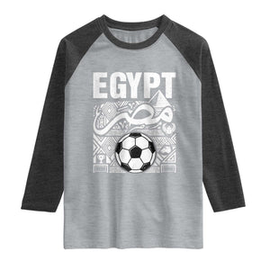 Egypt Soccer Misr Pride Arabic Calligraphy Raglan Shirt Egyptian Football Fans Ancient Pyramid Heritage Graphic TS02 Heather Gray Heather Charcoal Print Your Wear