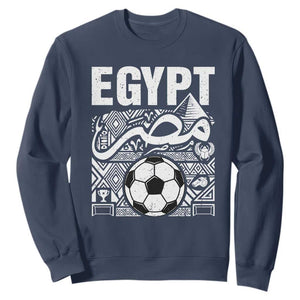 Egypt Soccer Misr Pride Arabic Calligraphy Sweatshirt Egyptian Football Fans Ancient Pyramid Heritage Graphic TS02 Navy Print Your Wear