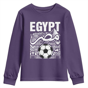 Egypt Soccer Misr Pride Arabic Calligraphy Youth Sweatshirt Egyptian Football Fans Ancient Pyramid Heritage Graphic TS02 Purple Print Your Wear
