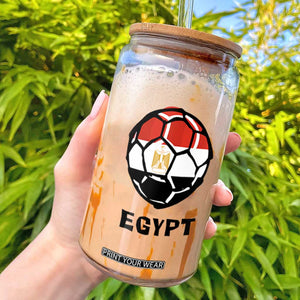 Egyptian Flag Soccer Ball Graphic Glass Can Egypt Pride Sports Football Fans Match Day TS02 White Print Your Wear