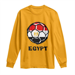 Egyptian Flag Soccer Ball Graphic Long Sleeve Shirt Egypt Pride Sports Football Fans Match Day TS02 Gold Print Your Wear