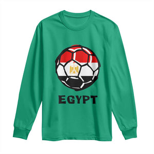 Egyptian Flag Soccer Ball Graphic Long Sleeve Shirt Egypt Pride Sports Football Fans Match Day TS02 Irish Green Print Your Wear