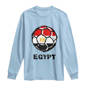 Egyptian Flag Soccer Ball Graphic Long Sleeve Shirt Egypt Pride Sports Football Fans Match Day TS02 Light Blue Print Your Wear
