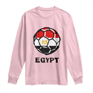 Egyptian Flag Soccer Ball Graphic Long Sleeve Shirt Egypt Pride Sports Football Fans Match Day TS02 Light Pink Print Your Wear