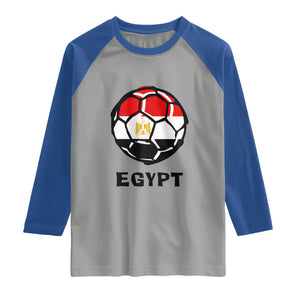 Egyptian Flag Soccer Ball Graphic Raglan Shirt Egypt Pride Sports Football Fans Match Day TS02 Sport Gray Royal Print Your Wear
