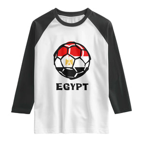 Egyptian Flag Soccer Ball Graphic Raglan Shirt Egypt Pride Sports Football Fans Match Day TS02 White Black Print Your Wear