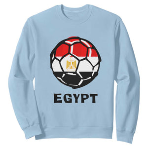 Egyptian Flag Soccer Ball Graphic Sweatshirt Egypt Pride Sports Football Fans Match Day TS02 Light Blue Print Your Wear
