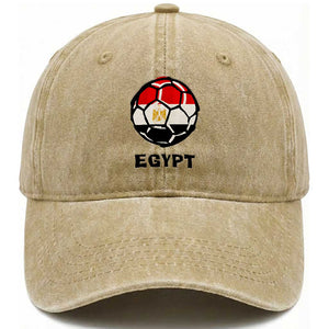 Egyptian Flag Soccer Ball Graphic Washed Cotton Baseball Cap Egypt Pride Sports Football Fans Match Day TS02 Print Your Wear