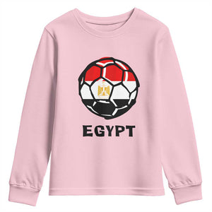 Egyptian Flag Soccer Ball Graphic Youth Sweatshirt Egypt Pride Sports Football Fans Match Day TS02 Light Pink Print Your Wear
