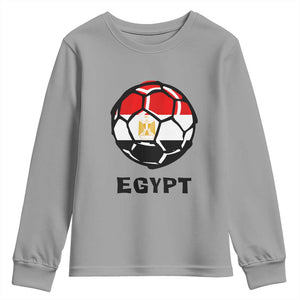 Egyptian Flag Soccer Ball Graphic Youth Sweatshirt Egypt Pride Sports Football Fans Match Day TS02 Sport Gray Print Your Wear