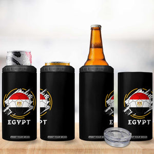 Egyptian Flag Soccer Ball Splatter Graphic 4 in 1 Can Cooler Tumbler Egypt Pride Sports Football Fans Match Day TS02 Print Your Wear