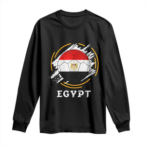 Egyptian Flag Soccer Ball Splatter Graphic Long Sleeve Shirt Egypt Pride Sports Football Fans Match Day TS02 Black Print Your Wear