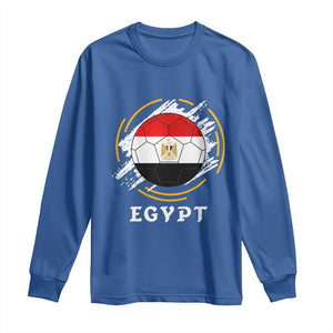 Egyptian Flag Soccer Ball Splatter Graphic Long Sleeve Shirt Egypt Pride Sports Football Fans Match Day TS02 Royal Blue Print Your Wear