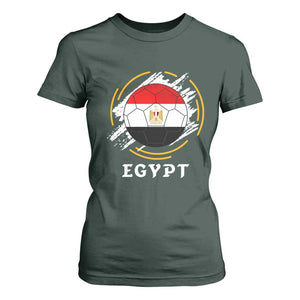 Egyptian Flag Soccer Ball Splatter Graphic T Shirt For Women Egypt Pride Sports Football Fans Match Day TS02 Dark Forest Green Print Your Wear