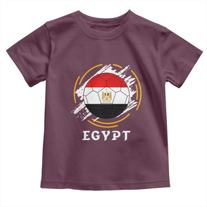 Egyptian Flag Soccer Ball Splatter Graphic Toddler T Shirt Egypt Pride Sports Football Fans Match Day TS02 Maroon Print Your Wear