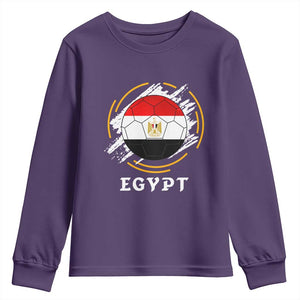 Egyptian Flag Soccer Ball Splatter Graphic Youth Sweatshirt Egypt Pride Sports Football Fans Match Day TS02 Purple Print Your Wear