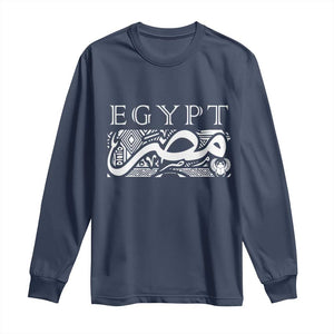 Egypt Misr Arabic Calligraphy Long Sleeve Shirt Vintage Egyptian Heritage Pharaonic Pattern Graphic TS02 Navy Print Your Wear