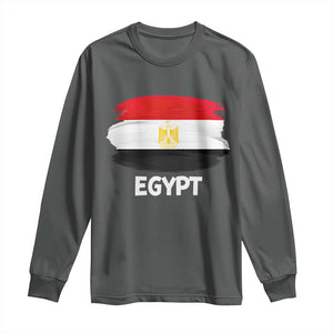 Egypt Flag Misr Pride Long Sleeve Shirt Egyptian Eagle of Saladin Heritage TS02 S Dark Heather Print Your Wear