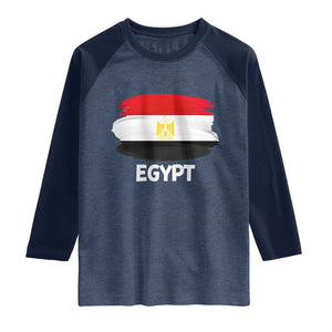 Egypt Flag Misr Pride Raglan Shirt Egyptian Eagle of Saladin Heritage TS02 Heather Denim Navy Print Your Wear