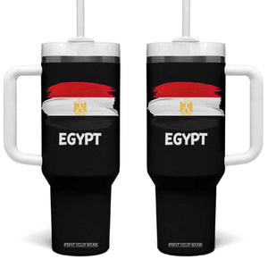 Egypt Flag Misr Pride Tumbler With Handle Egyptian Eagle of Saladin Heritage TS02 One Size: 40 oz Black Print Your Wear