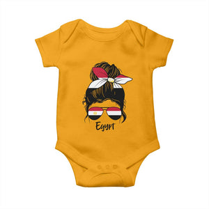 Egyptian Flag Messy Bun Girl Baby Onesie Patriotic Egypt Women TS02 Gold Print Your Wear