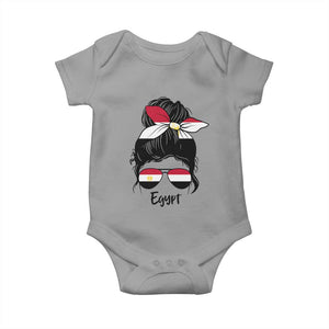 Egyptian Flag Messy Bun Girl Baby Onesie Patriotic Egypt Women TS02 Sport Gray Print Your Wear