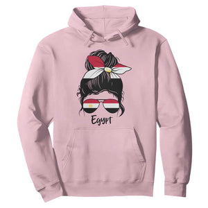 Egyptian Flag Messy Bun Girl Hoodie Patriotic Egypt Women TS02 Light Pink Print Your Wear