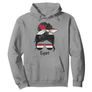 Egyptian Flag Messy Bun Girl Hoodie Patriotic Egypt Women TS02 Sport Gray Print Your Wear