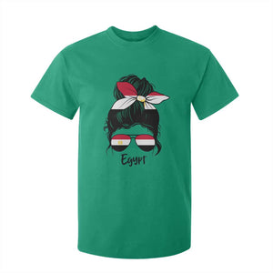Egyptian Flag Messy Bun Girl T Shirt For Kid Patriotic Egypt Women TS02 Irish Green Print Your Wear