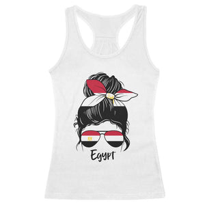 Egyptian Flag Messy Bun Girl Racerback Tank Top Patriotic Egypt Women TS02 White Print Your Wear