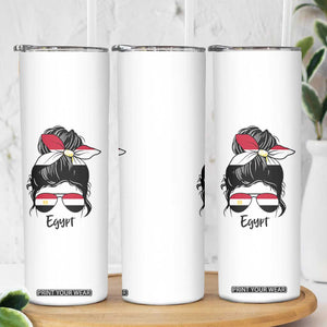 Egyptian Flag Messy Bun Girl Skinny Tumbler Patriotic Egypt Women TS02 Print Your Wear