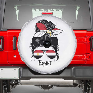 Egyptian Flag Messy Bun Girl Spare Tire Cover Patriotic Egypt Women TS02 White Print Your Wear