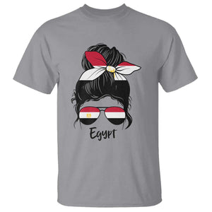 Egyptian Flag Messy Bun Girl T Shirt Patriotic Egypt Women TS02 Sport Gray Print Your Wear