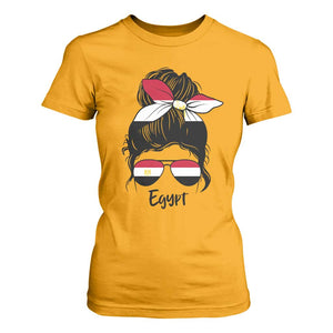 Egyptian Flag Messy Bun Girl T Shirt For Women Patriotic Egypt Women TS02 Gold Print Your Wear