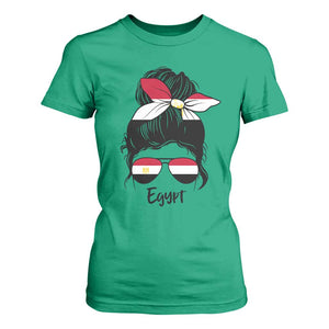 Egyptian Flag Messy Bun Girl T Shirt For Women Patriotic Egypt Women TS02 Irish Green Print Your Wear