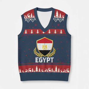 Egypt Coat of Arms Gold Shield Crest V-Neck Knit Sweater Vest Patriotic Egyptian Flag Heritage Pride TS02 Navy Red Print Your Wear