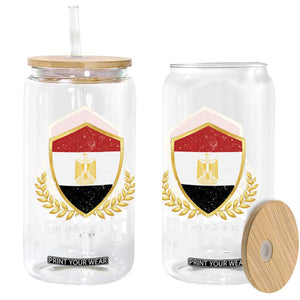 Egypt Coat of Arms Gold Shield Crest Glass Can Patriotic Egyptian Flag Heritage Pride TS02 Print Your Wear