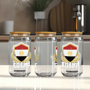Egypt Coat of Arms Gold Shield Crest Glass Can Patriotic Egyptian Flag Heritage Pride TS02 Print Your Wear