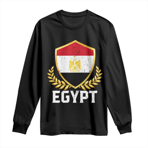 Egypt Coat of Arms Gold Shield Crest Long Sleeve Shirt Patriotic Egyptian Flag Heritage Pride TS02 Black Print Your Wear