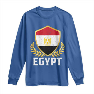 Egypt Coat of Arms Gold Shield Crest Long Sleeve Shirt Patriotic Egyptian Flag Heritage Pride TS02 Royal Blue Print Your Wear