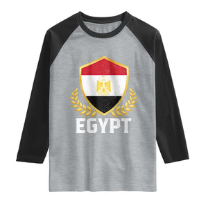 Egypt Coat of Arms Gold Shield Crest Raglan Shirt Patriotic Egyptian Flag Heritage Pride TS02 Heather Gray Black Print Your Wear