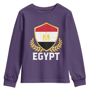 Egypt Coat of Arms Gold Shield Crest Youth Sweatshirt Patriotic Egyptian Flag Heritage Pride TS02 Purple Print Your Wear