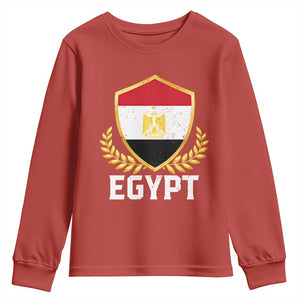 Egypt Coat of Arms Gold Shield Crest Youth Sweatshirt Patriotic Egyptian Flag Heritage Pride TS02 Red Print Your Wear