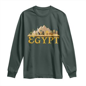 Ancient Egypt Pyramids Sphinx Graphic Long Sleeve Shirt Vintage Egypt Anubis History Buff Travel Souvenir TS02 Dark Forest Green Print Your Wear