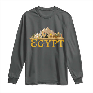 Ancient Egypt Pyramids Sphinx Graphic Long Sleeve Shirt Vintage Egypt Anubis History Buff Travel Souvenir TS02 S Dark Heather Print Your Wear