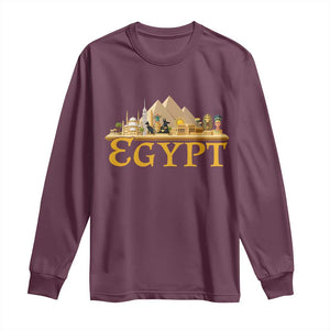 Ancient Egypt Pyramids Sphinx Graphic Long Sleeve Shirt Vintage Egypt Anubis History Buff Travel Souvenir TS02 Maroon Print Your Wear