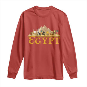 Ancient Egypt Pyramids Sphinx Graphic Long Sleeve Shirt Vintage Egypt Anubis History Buff Travel Souvenir TS02 Red Print Your Wear