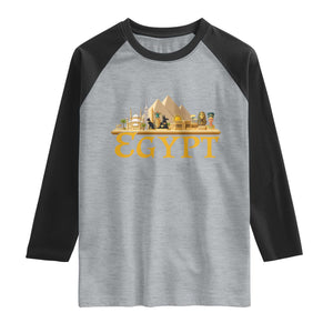 Ancient Egypt Pyramids Sphinx Graphic Raglan Shirt Vintage Egypt Anubis History Buff Travel Souvenir TS02 Heather Gray Black Print Your Wear