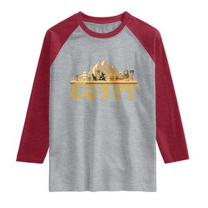 Ancient Egypt Pyramids Sphinx Graphic Raglan Shirt Vintage Egypt Anubis History Buff Travel Souvenir TS02 Heather Gray Heather Red Print Your Wear